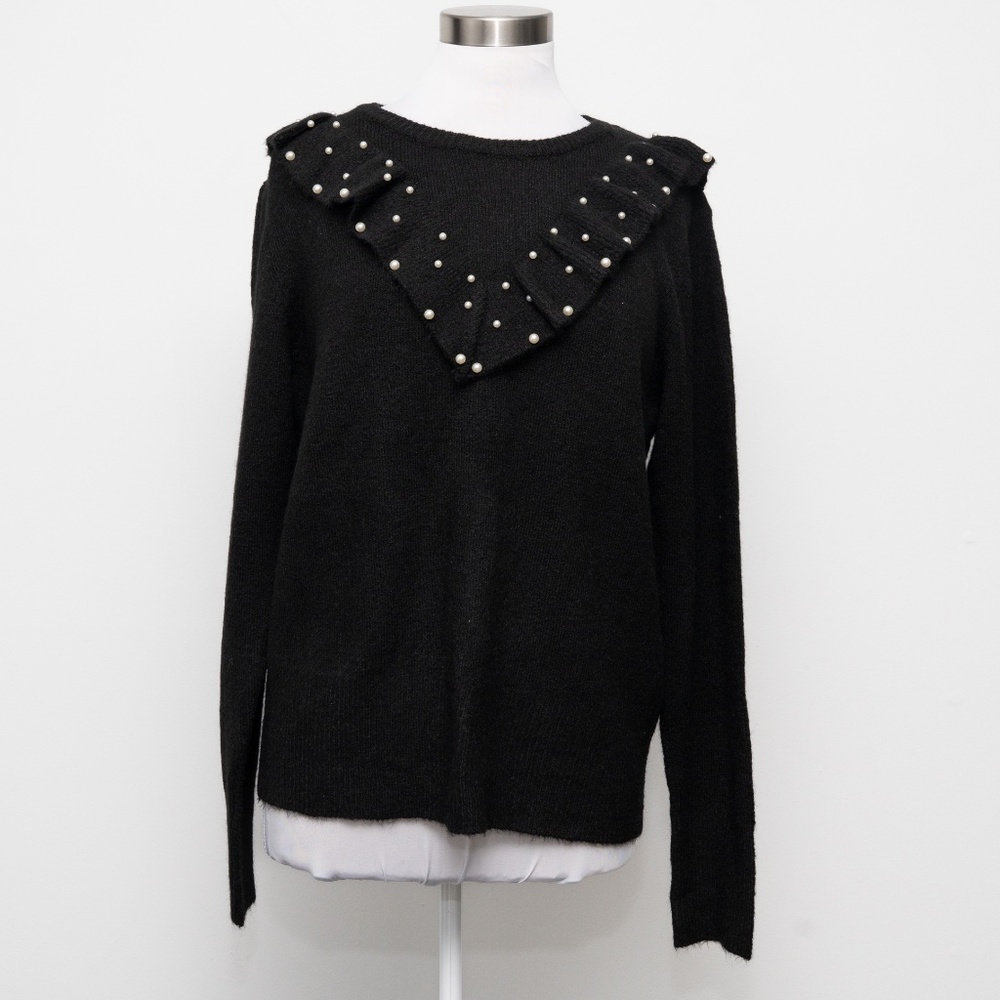 ICHI - Pearl Embellished Ruffle Sweater‎ - Picture 2 of 13